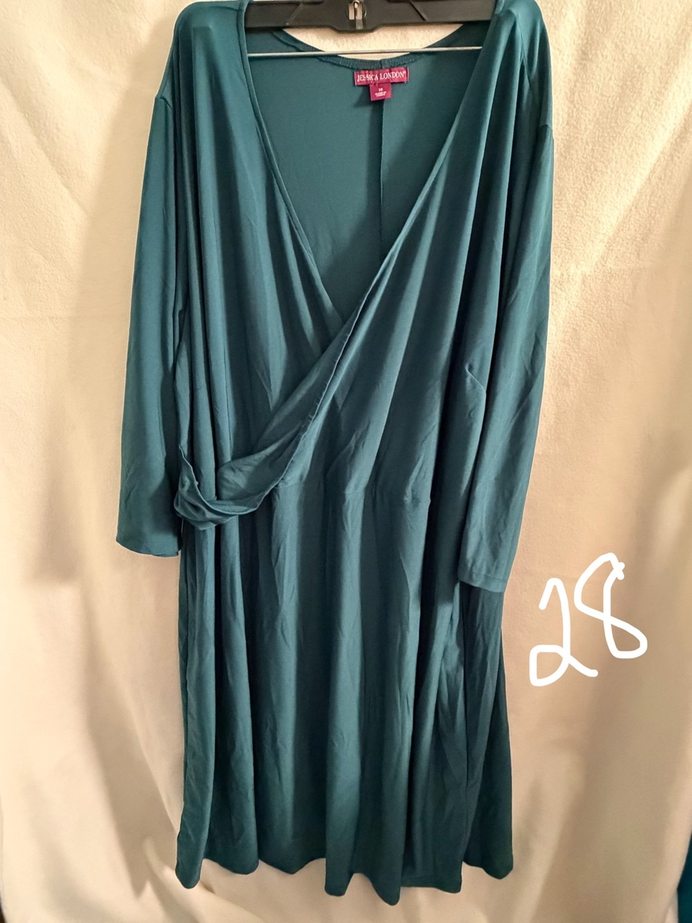 Jessica London Teal Long-Sleeve Wrap Dress